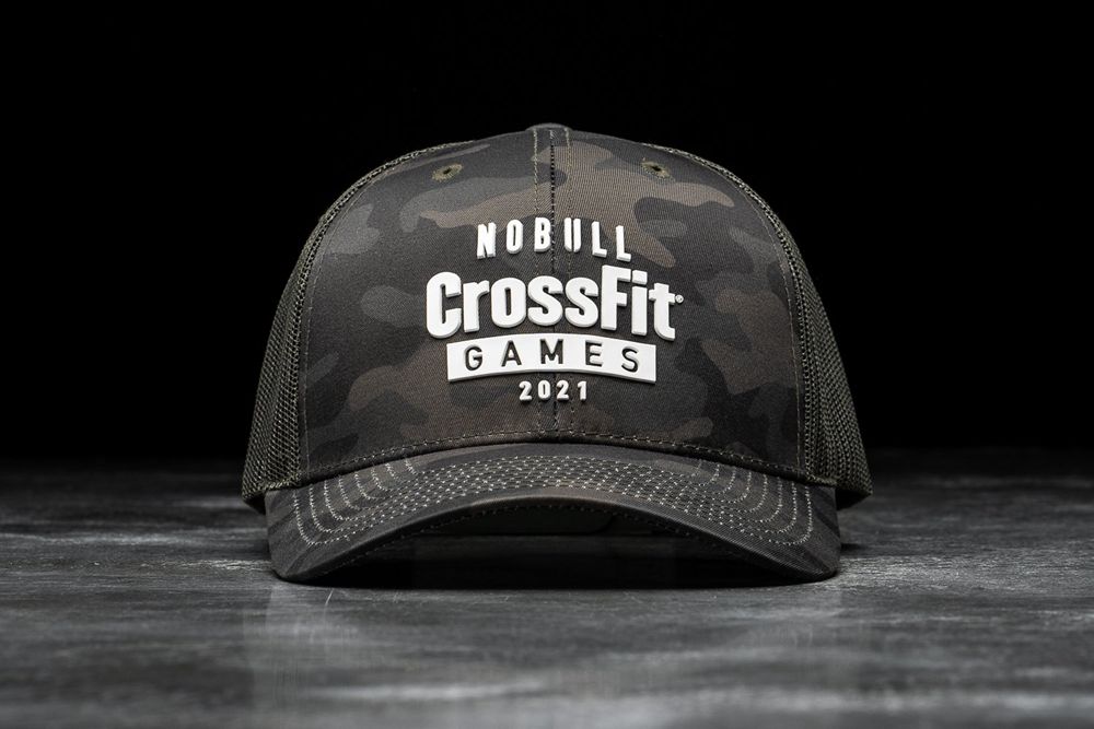 NOBULL Crossfit Games® 2021 Curved-Brim Trucker Hats - Army Green Camo - Ireland (4105VJYXH)